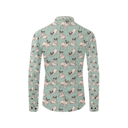 Pug Pattern Print Design A01 Men's Long Sleeve Shirt
