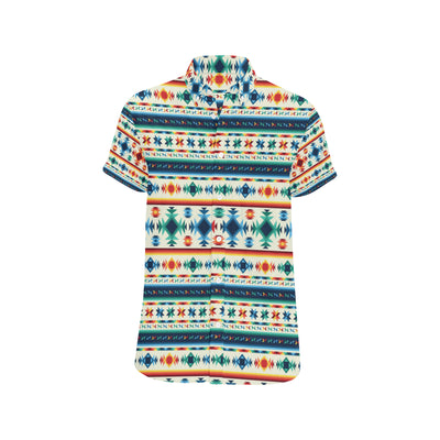 Aztec Pattern Print Design 02 Men's Short Sleeve Button Up Shirt