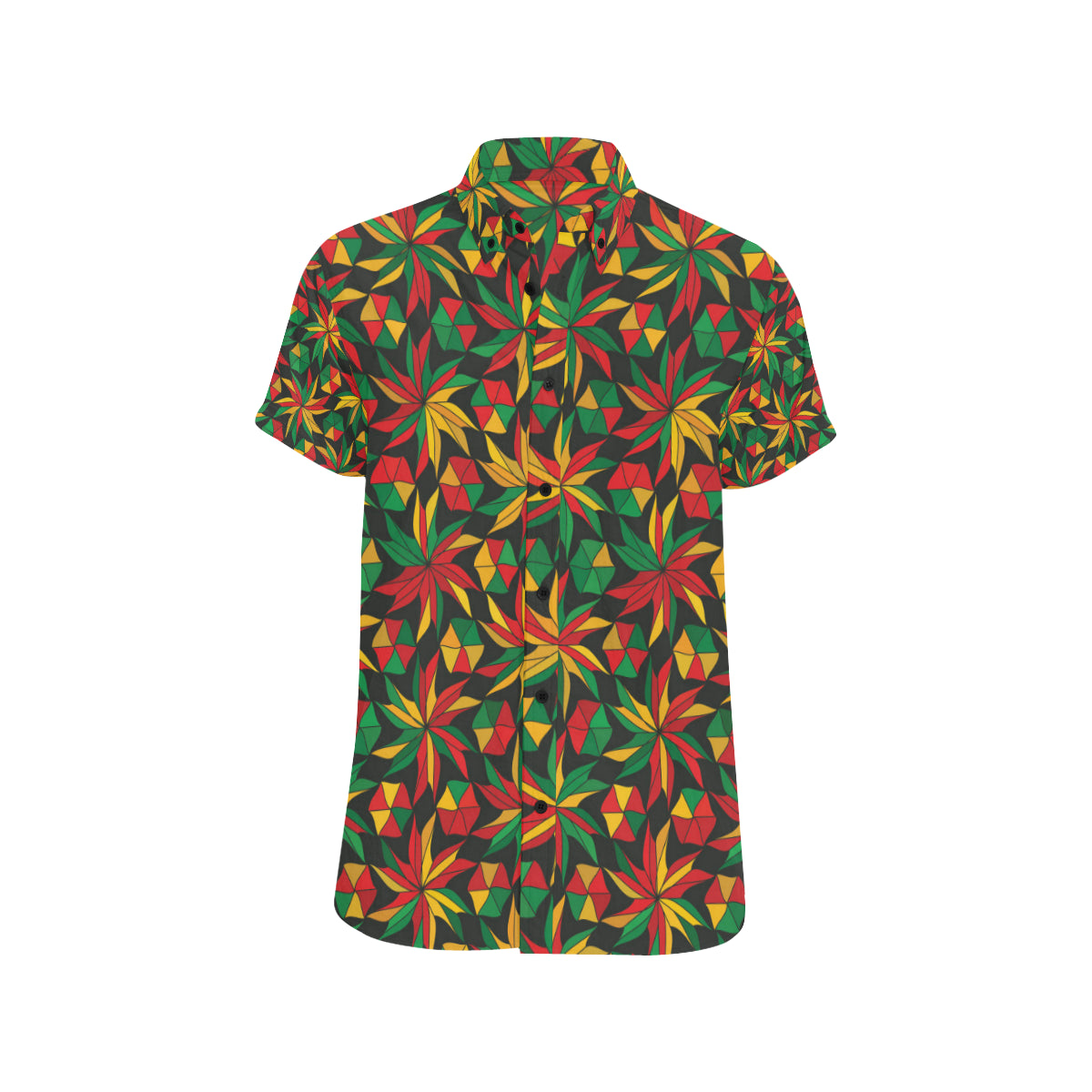Rastafarian Pattern Print Design A03 Men's Short Sleeve Button Up Shirt