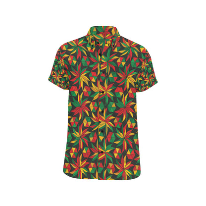 Rastafarian Pattern Print Design A03 Men's Short Sleeve Button Up Shirt