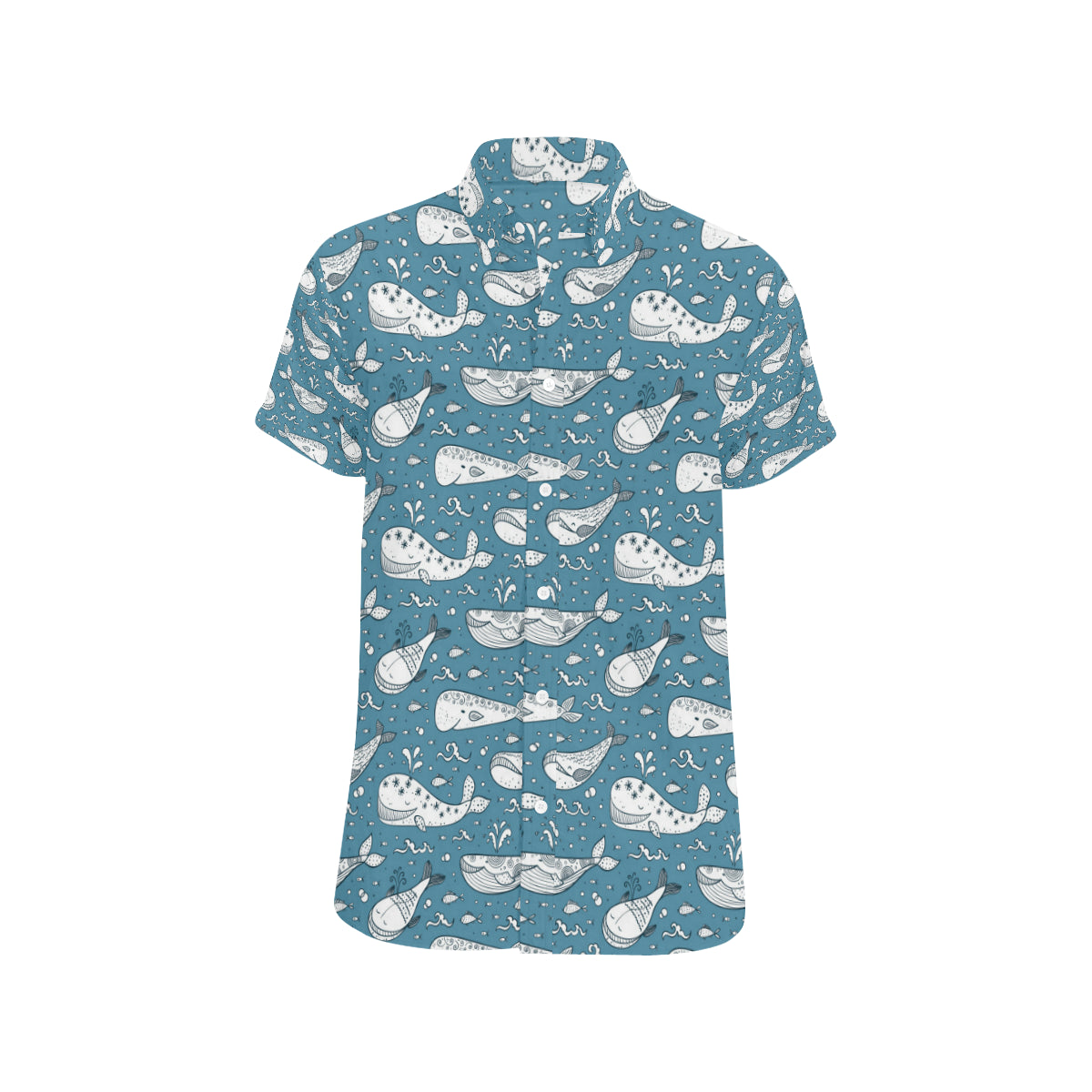 Humpback Whale Pattern Print Design 03 Men's Short Sleeve Button Up Shirt