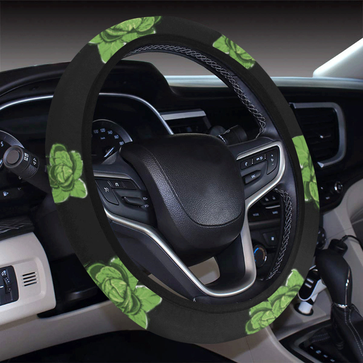 Cabbage Pattern Print Design 03 Steering Wheel Cover with Elastic Edge