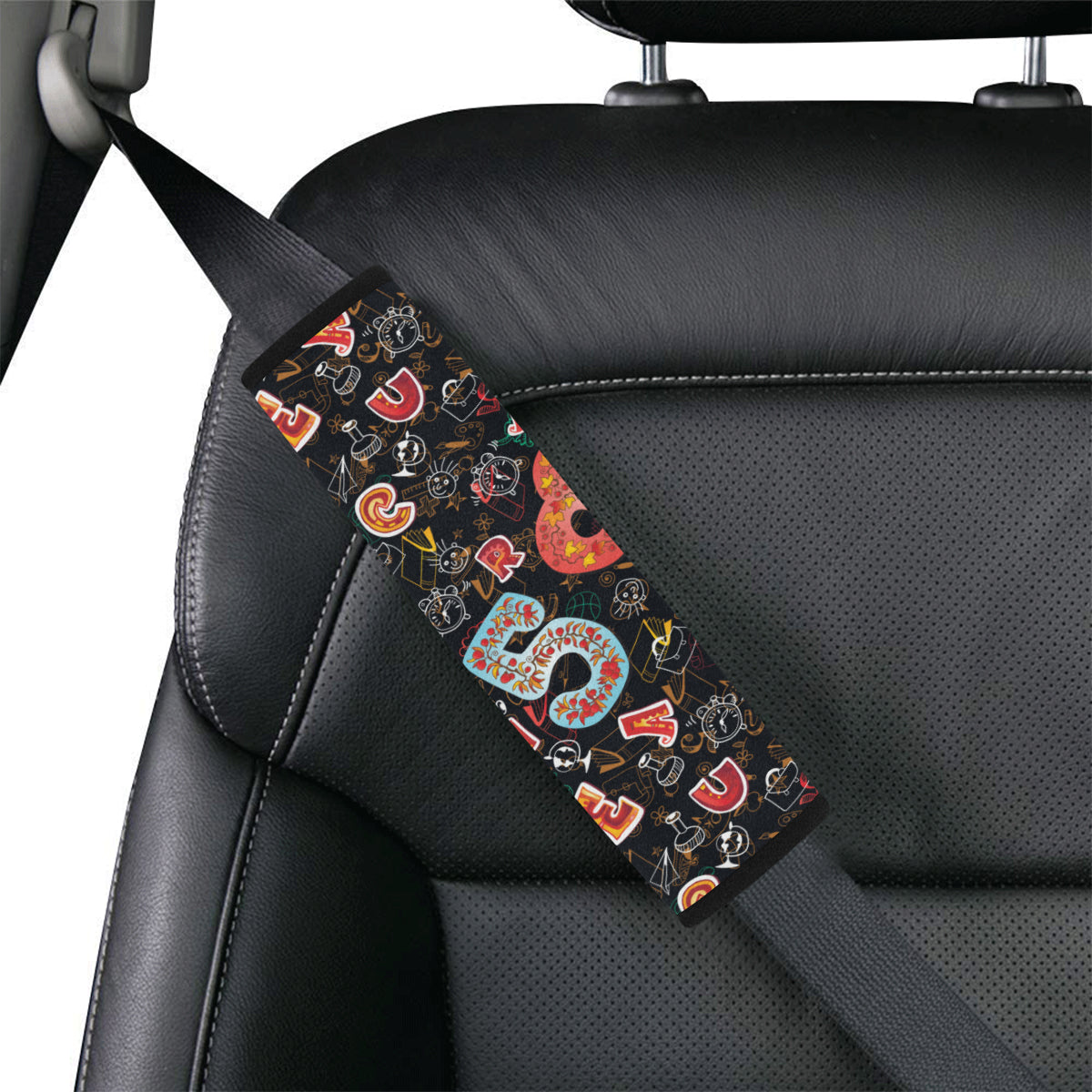 Number Pattern Print Design A03 Car Seat Belt Cover