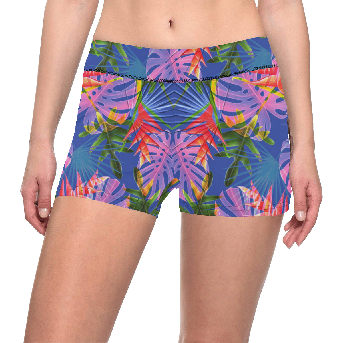 Tropical Flower Pattern Print Design TF025 Yoga Shorts