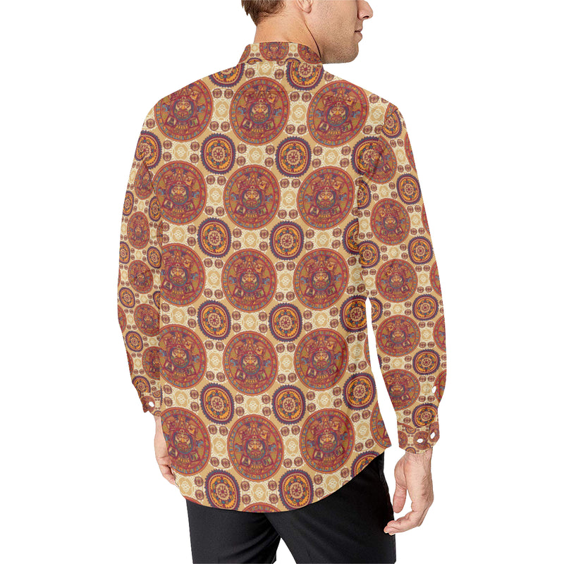 Calendar Aztec Pattern Print Design 01 Men's Long Sleeve Shirt