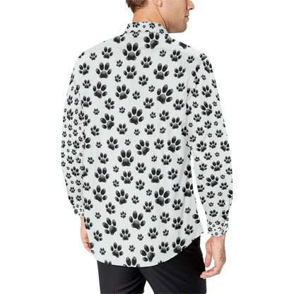 Paw Themed Print Men's Long Sleeve Shirt