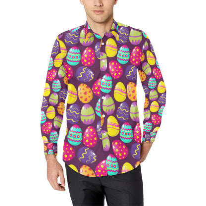 Easter Eggs Pattern Print Design RB04 Men's Long Sleeve Shirt