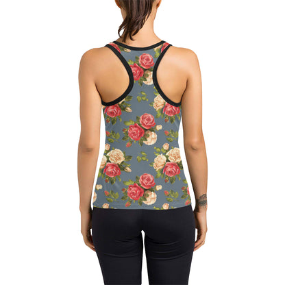 Rose Pattern Print Design RO017 Women's Racerback Tank Top