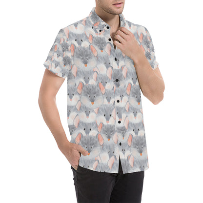 Rat Baby Pattern Print Design 02 Men's Short Sleeve Button Up Shirt