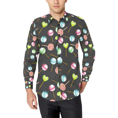 Lollipop Pattern Print Design LL02 Men's Long Sleeve Shirt