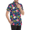 Beach Seashell Floral Theme Men's Short Sleeve Button Up Shirt