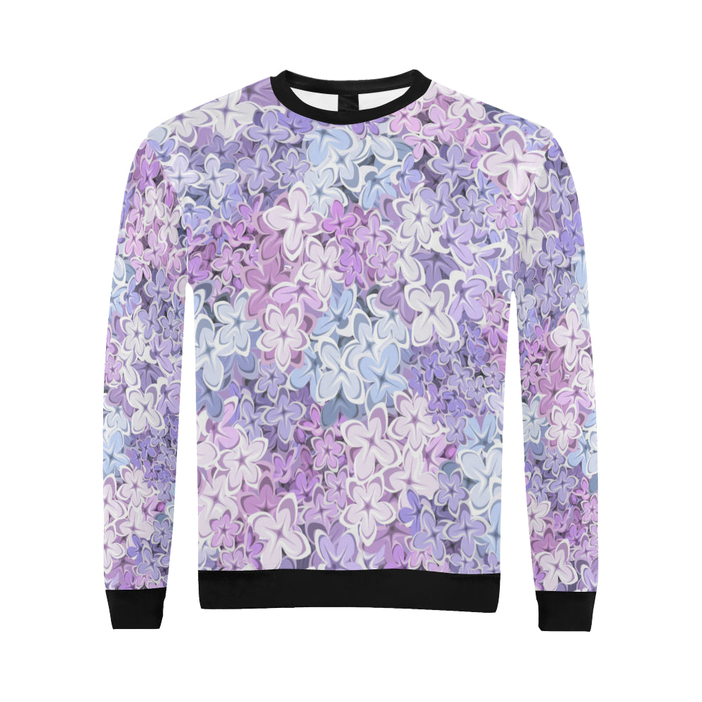 Lilac Pattern Print Design LI01 Men Long Sleeve Sweatshirt