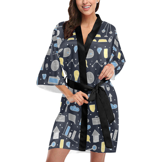 Accounting Financial Pattern Print Design 04 Women's Short Kimono