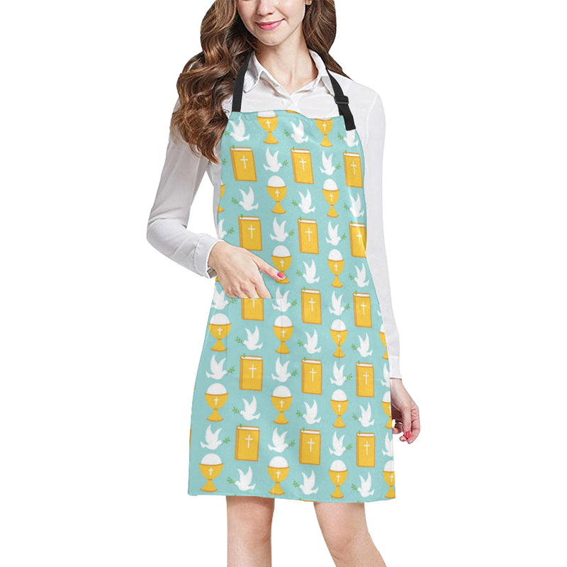 Christian Pattern Print Design 02 Apron with Pocket