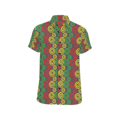 Rastafarian Pattern Print Design A05 Men's Short Sleeve Button Up Shirt