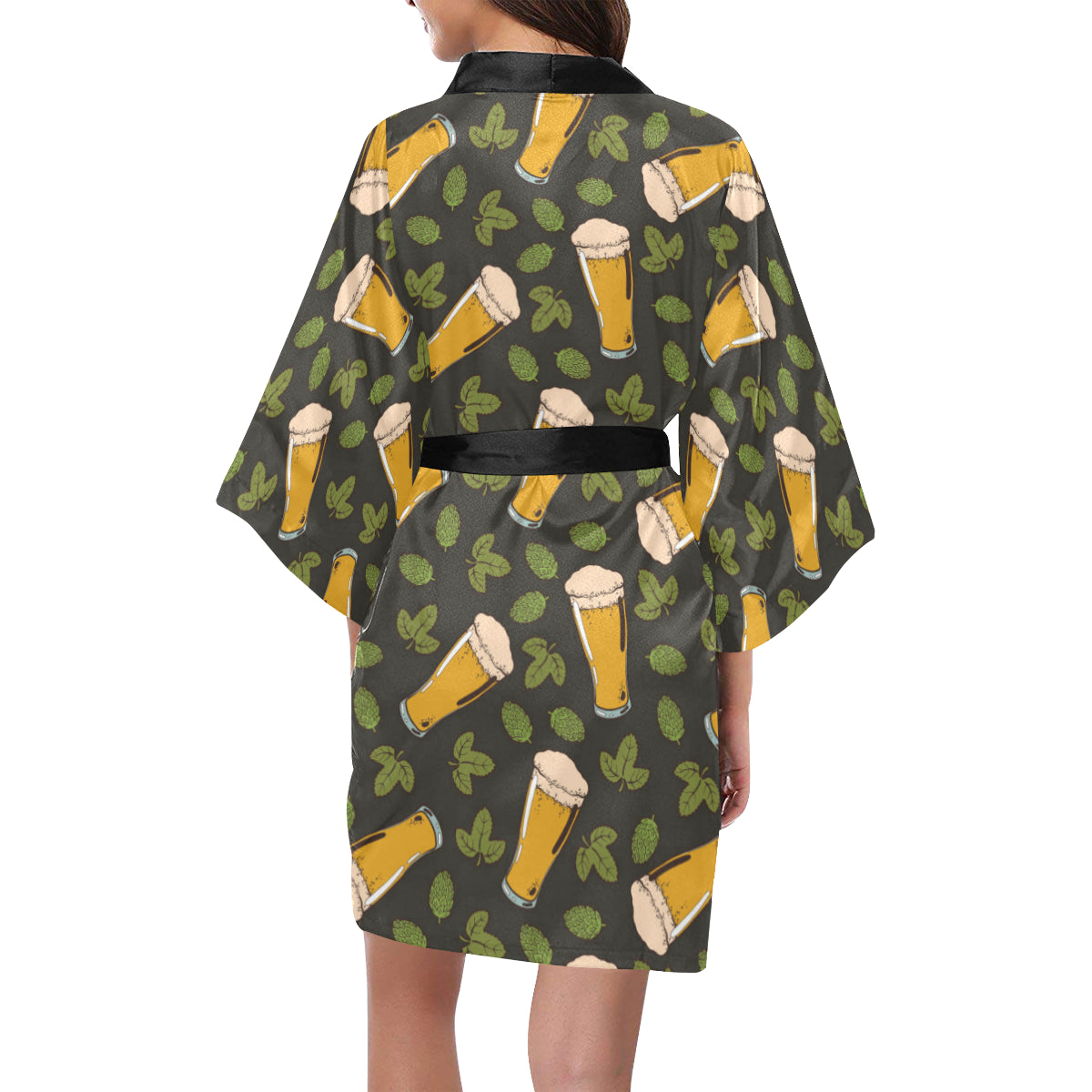 Beer Iris Pattern Print Design 02 Women's Short Kimono