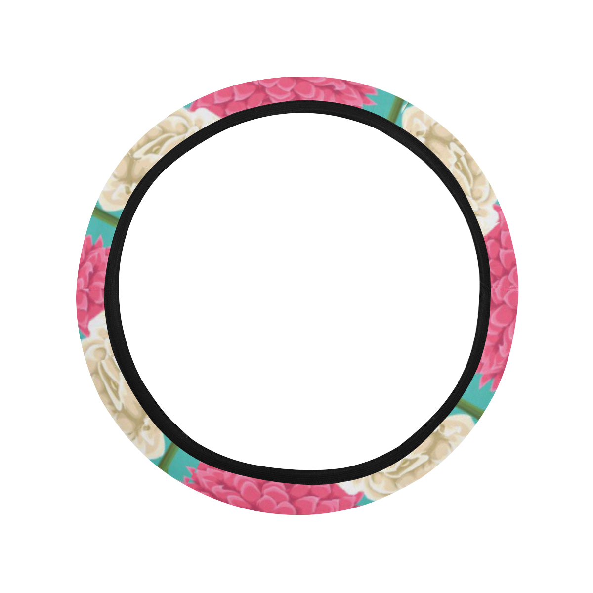Summer Floral Pattern Print Design SF07 Steering Wheel Cover with Elastic Edge
