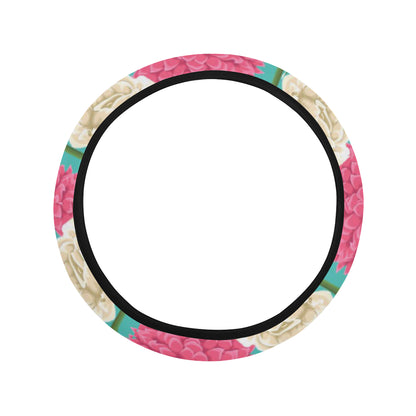 Summer Floral Pattern Print Design SF07 Steering Wheel Cover with Elastic Edge