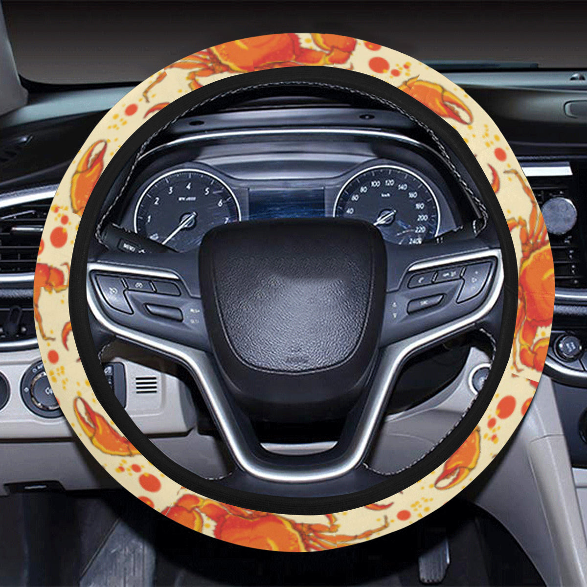 Crab Pattern Print Design 01 Steering Wheel Cover with Elastic Edge