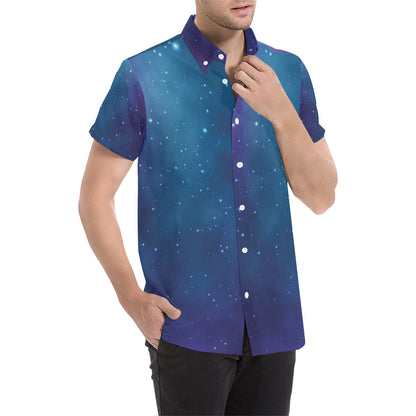Nebula Pattern Print Design A01 Men's Short Sleeve Button Up Shirt