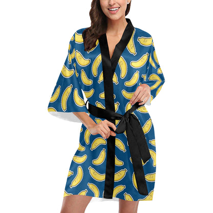Banana Pattern Print Design BA03 Women's Short Kimono