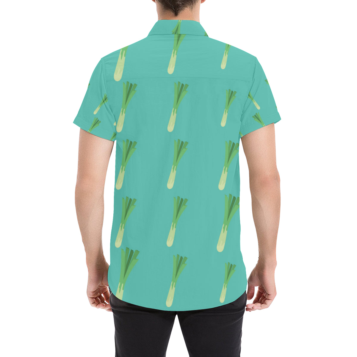 Leek Pattern Print Design 01 Men's Short Sleeve Button Up Shirt