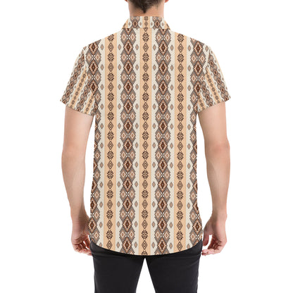 Native Classic Pattern Print Men's Short Sleeve Button Up Shirt