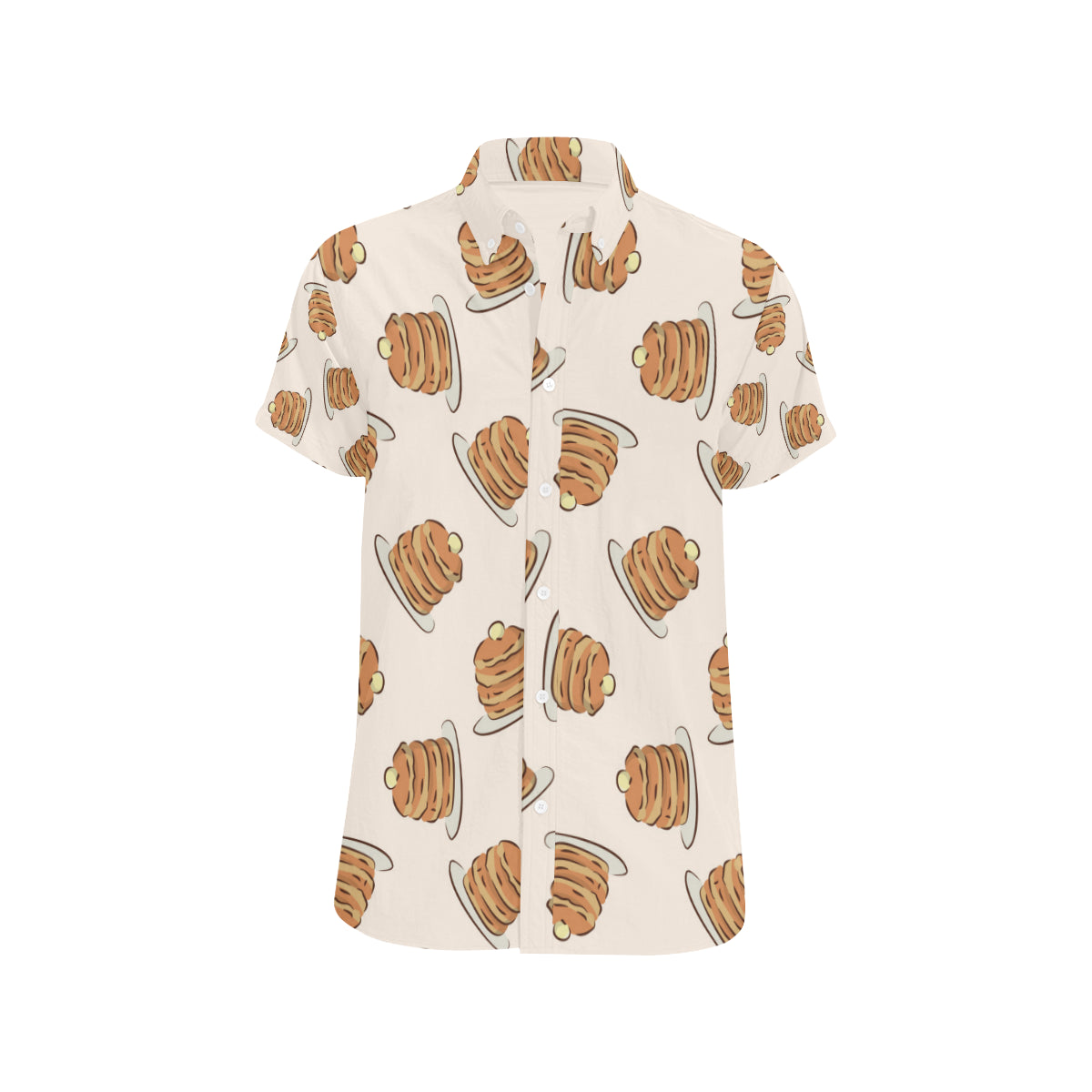 Pancake Pattern Print Design A01 Men's Short Sleeve Button Up Shirt