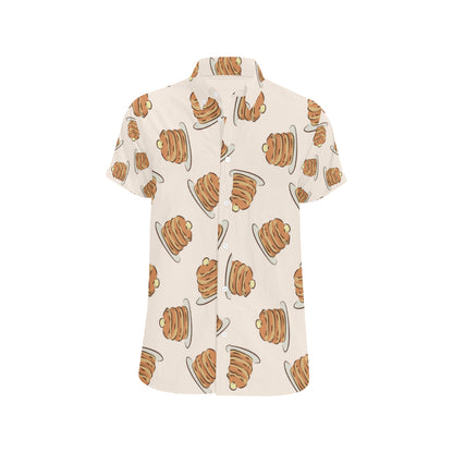 Pancake Pattern Print Design A01 Men's Short Sleeve Button Up Shirt