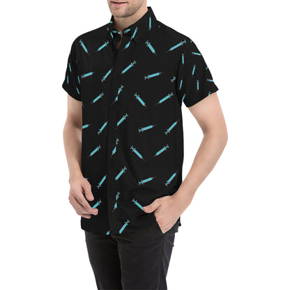 Phlebotomist Pattern Print Design A04 Men's Short Sleeve Button Up Shirt