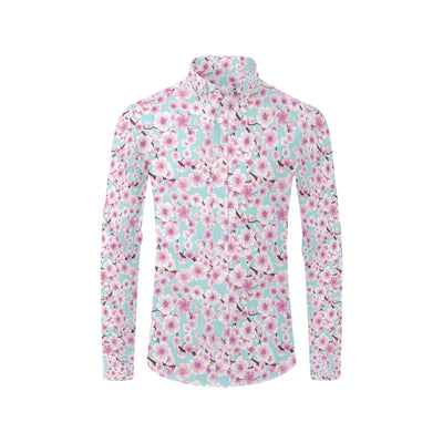 Cherry Blossom Pattern Print Design 01 Men's Long Sleeve Shirt