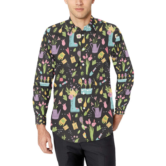 Gardening Pattern Print Design G03 Men's Long Sleeve Shirt