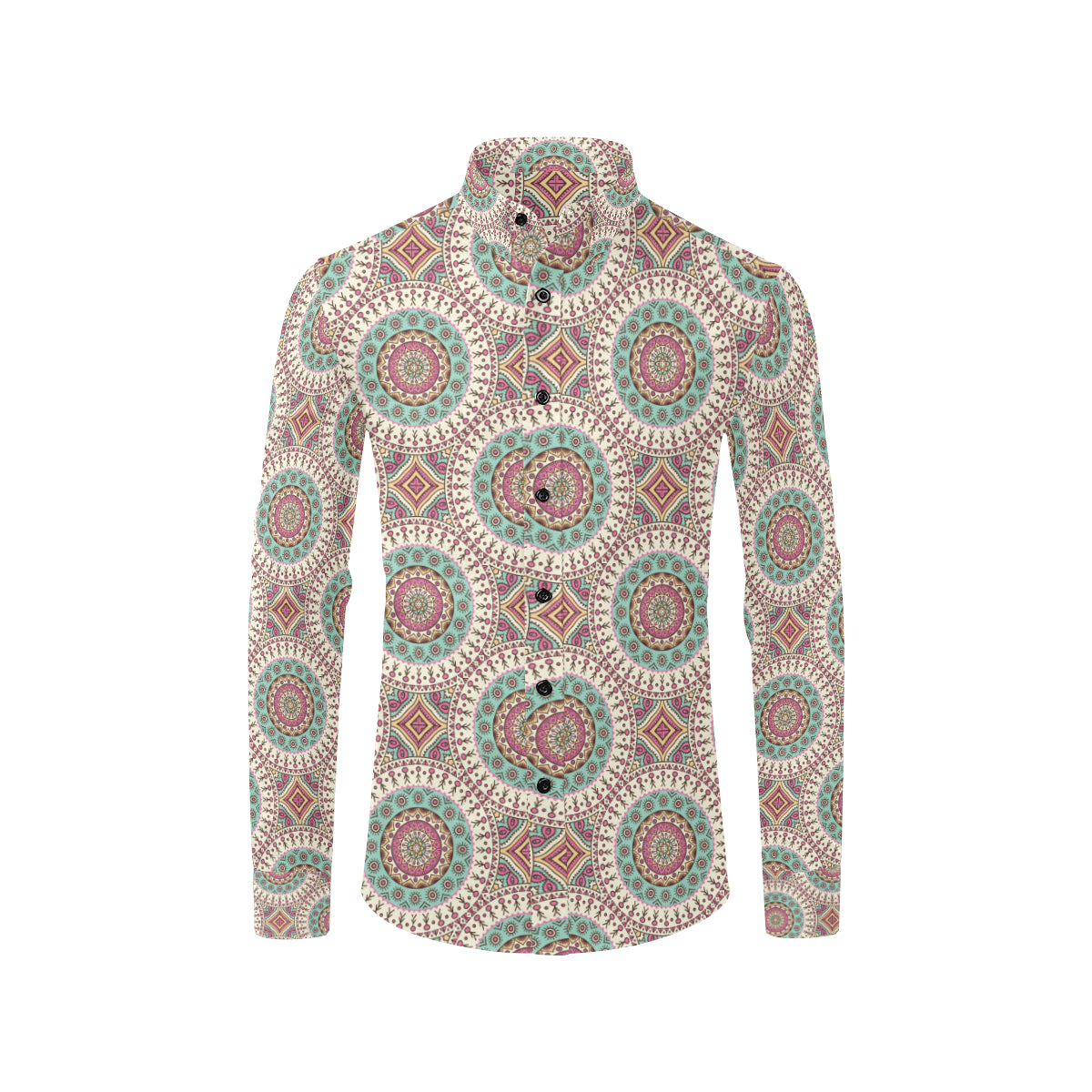 Bohemian Round Style Print Men's Long Sleeve Shirt