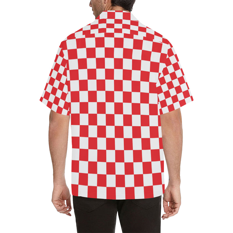 Checkered Red Pattern Print Design 04 Men's Hawaiian Shirt