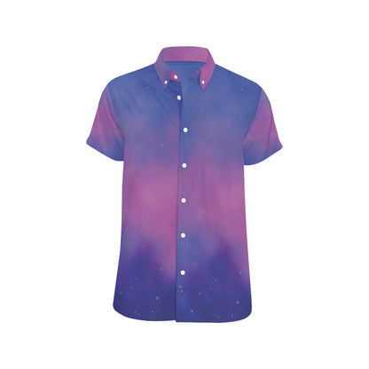 Nebula Pattern Print Design A05 Men's Short Sleeve Button Up Shirt
