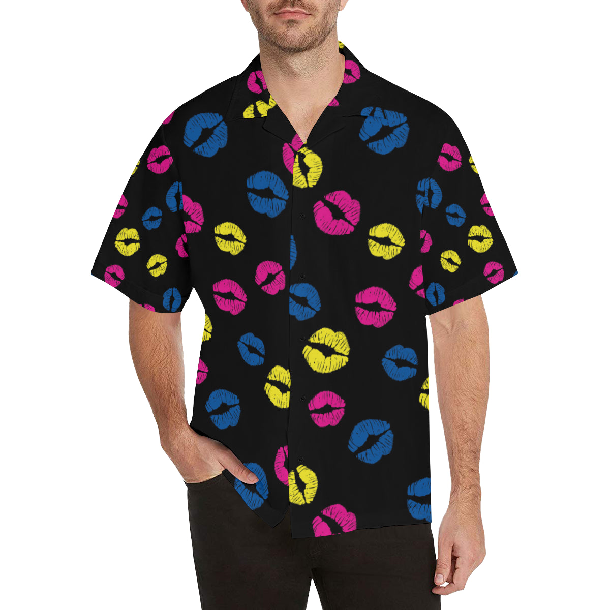 Lip Neon Color Pattern Print Design 01 Men's Hawaiian Shirt