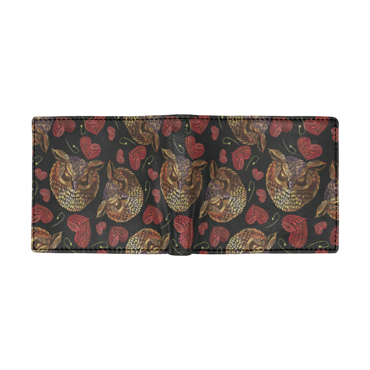 Owl Pattern Print Design A08 Men's ID Card Wallet