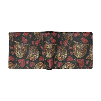 Owl Pattern Print Design A08 Men's ID Card Wallet