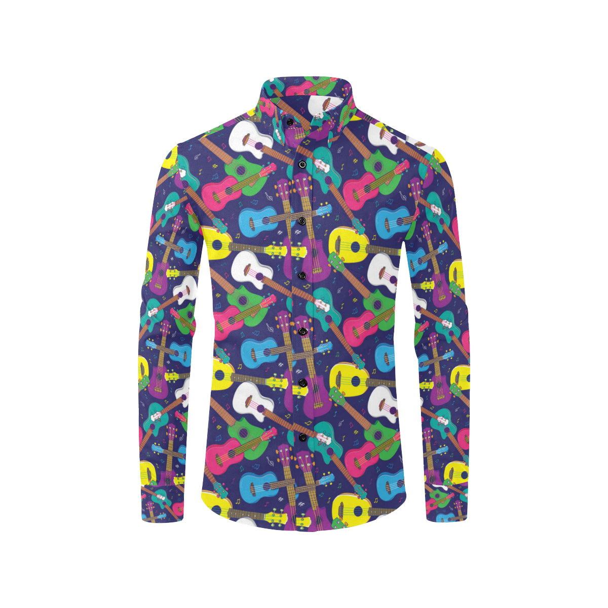 Ukulele Pattern Print Design 02 Men's Long Sleeve Shirt