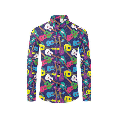 Ukulele Pattern Print Design 02 Men's Long Sleeve Shirt