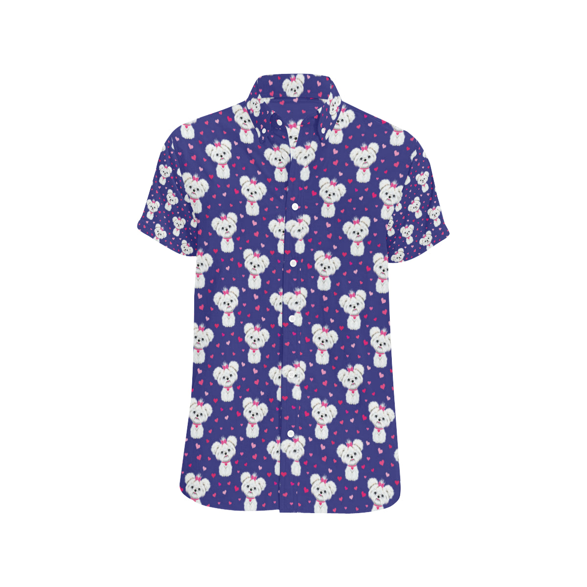 Maltese Pattern Print Design 02 Men's Short Sleeve Button Up Shirt