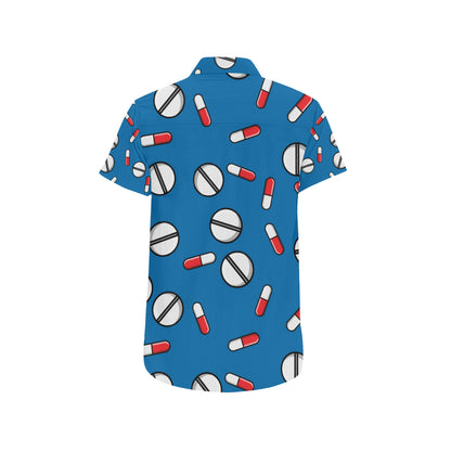 Pill Pattern Print Design A05 Men's Short Sleeve Button Up Shirt