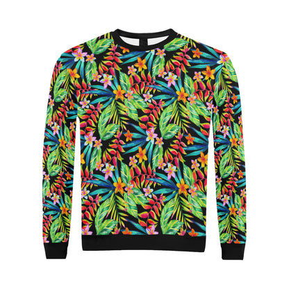 Heliconia Pattern Print Design HL09 Men Long Sleeve Sweatshirt