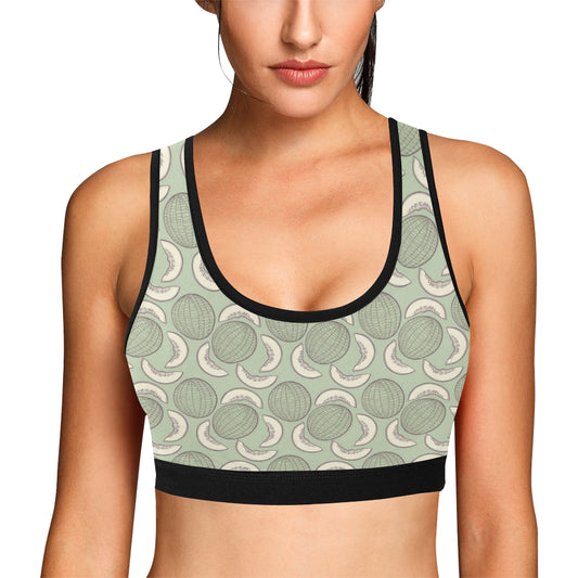 Cantaloupe Pattern Print Design 01 Sports Bra