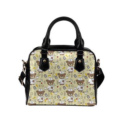 Nurse Bear Pattern Print Design A02 Shoulder Handbag