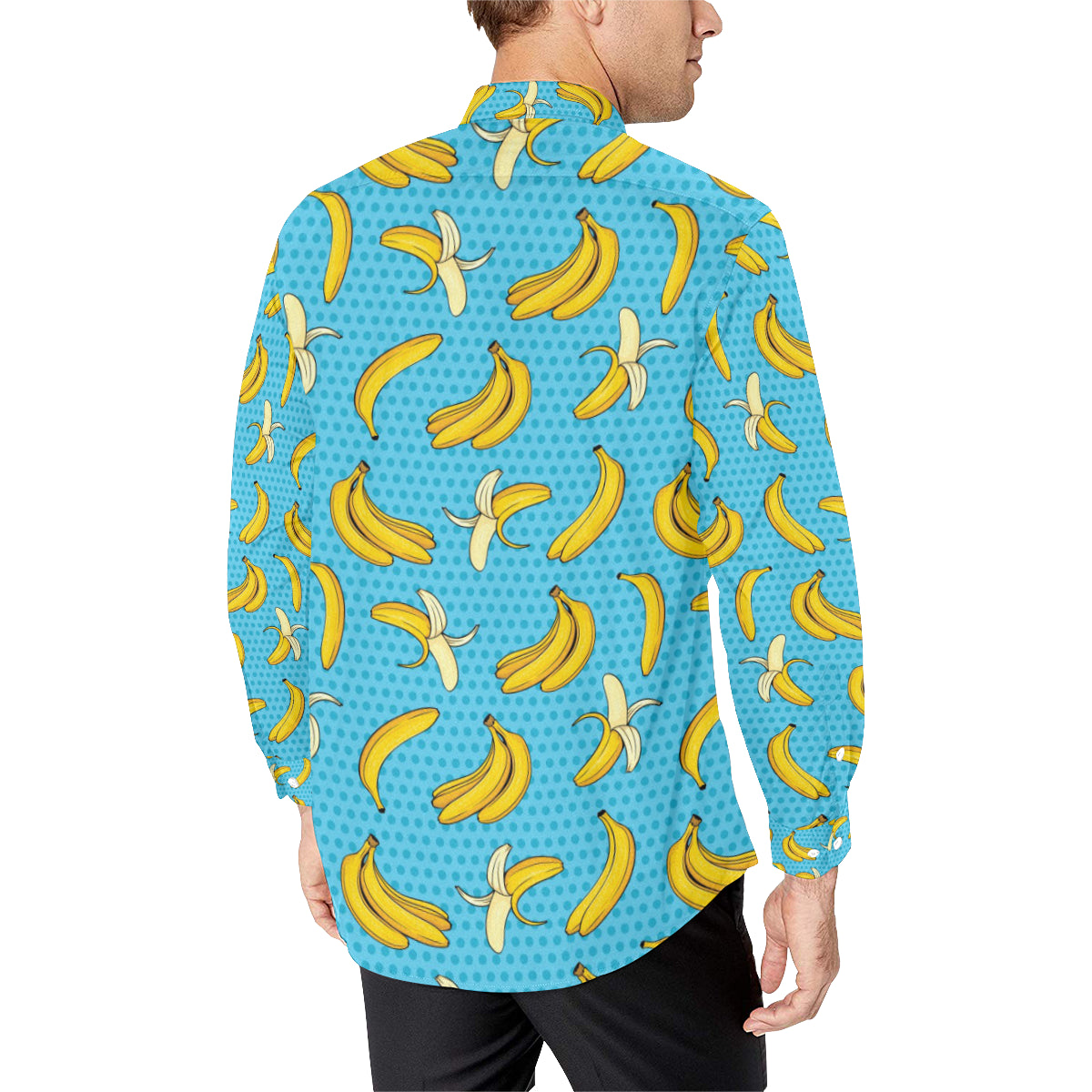 Banana Pattern Print Design BA08 Men's Long Sleeve Shirt