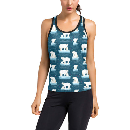 Polar Bear Pattern Print Design PB02 Women's Racerback Tank Top