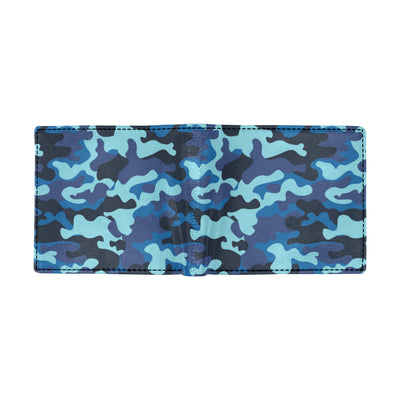 Camo Blue Pattern Print Design 04 Men's ID Card Wallet