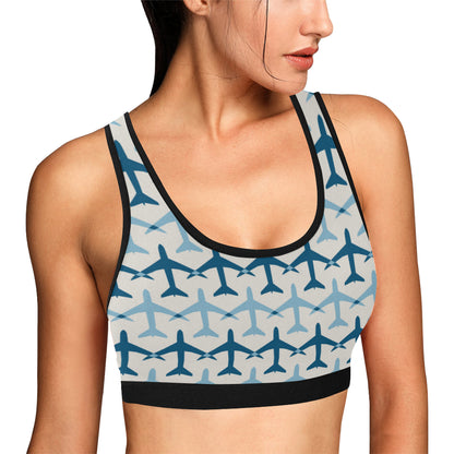 Airplane Pattern Print Design 04 Sports Bra