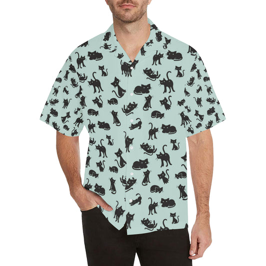 Black Cat Pattern Print Design 04 Men's Hawaiian Shirt